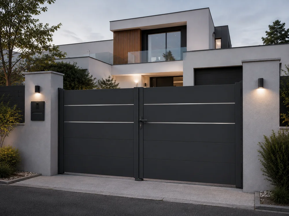 Portail battant aluminium 2 vantaux gamme moderne sur mesure